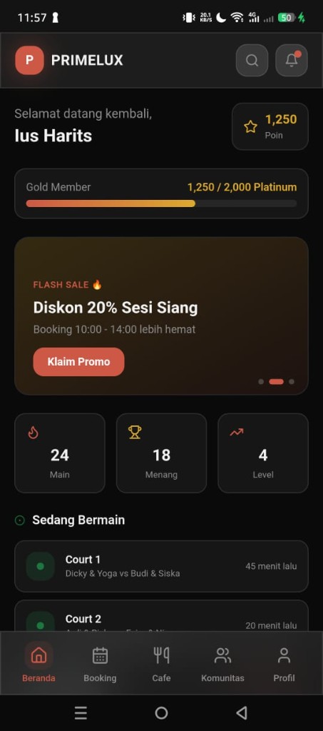 Aplikasi Primelux Padel